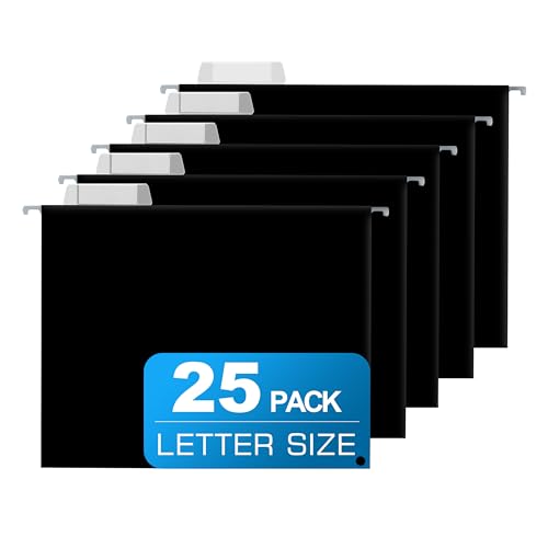 25 Packs Hanging File Folders,Black Letter Size File Folder,Designed for Daily Use
