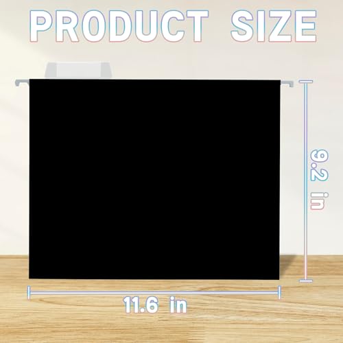 25 Packs Hanging File Folders,Black Letter Size File Folder,Designed for Daily Use